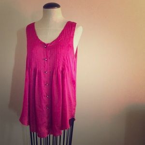 Pink Button Down  Blouse Tank Top